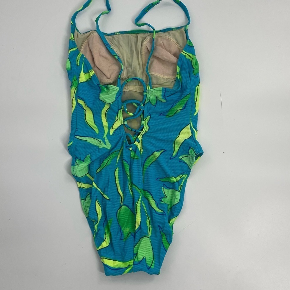 La Blanca Vtg Cheeky 80s 90s High Cut Aqua Blue Neon Green One‎ Piece Swim 12 - Picture 6 of 12